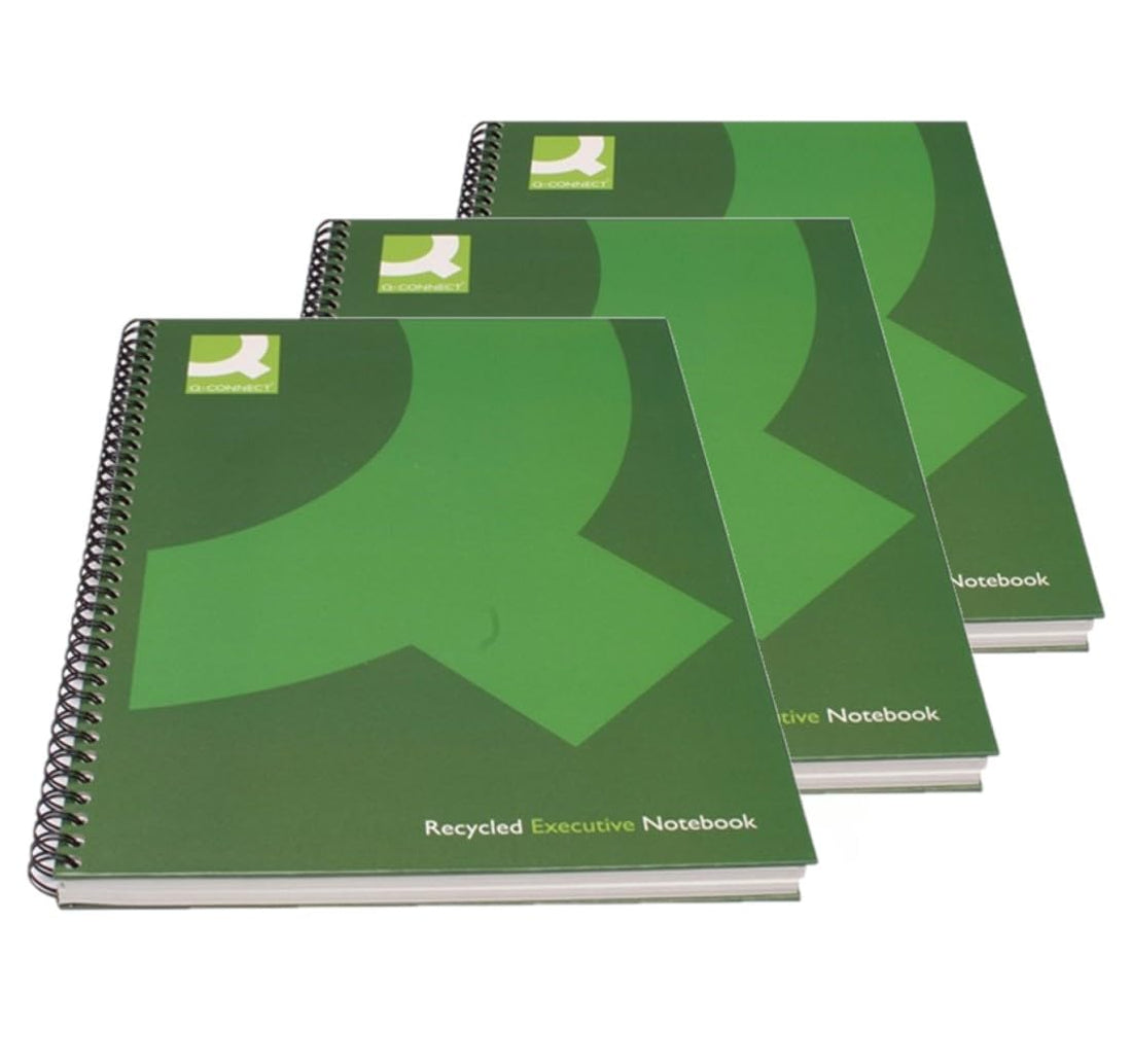 Q-Connect Hardback Wirebound Book, A4, Black, Pack of 3