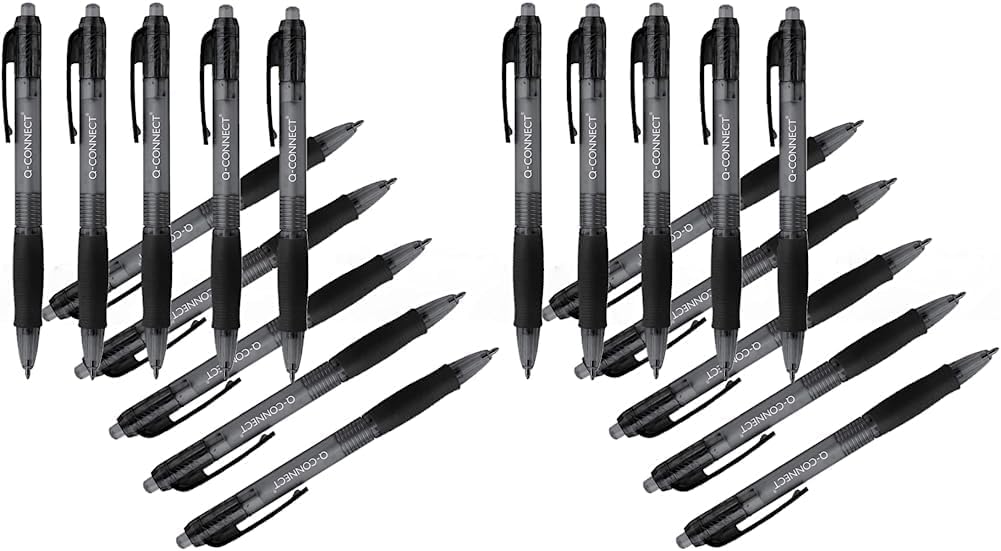 Q-Connect Retractable Ballpoint Pen Medium Black (Pack of 10)