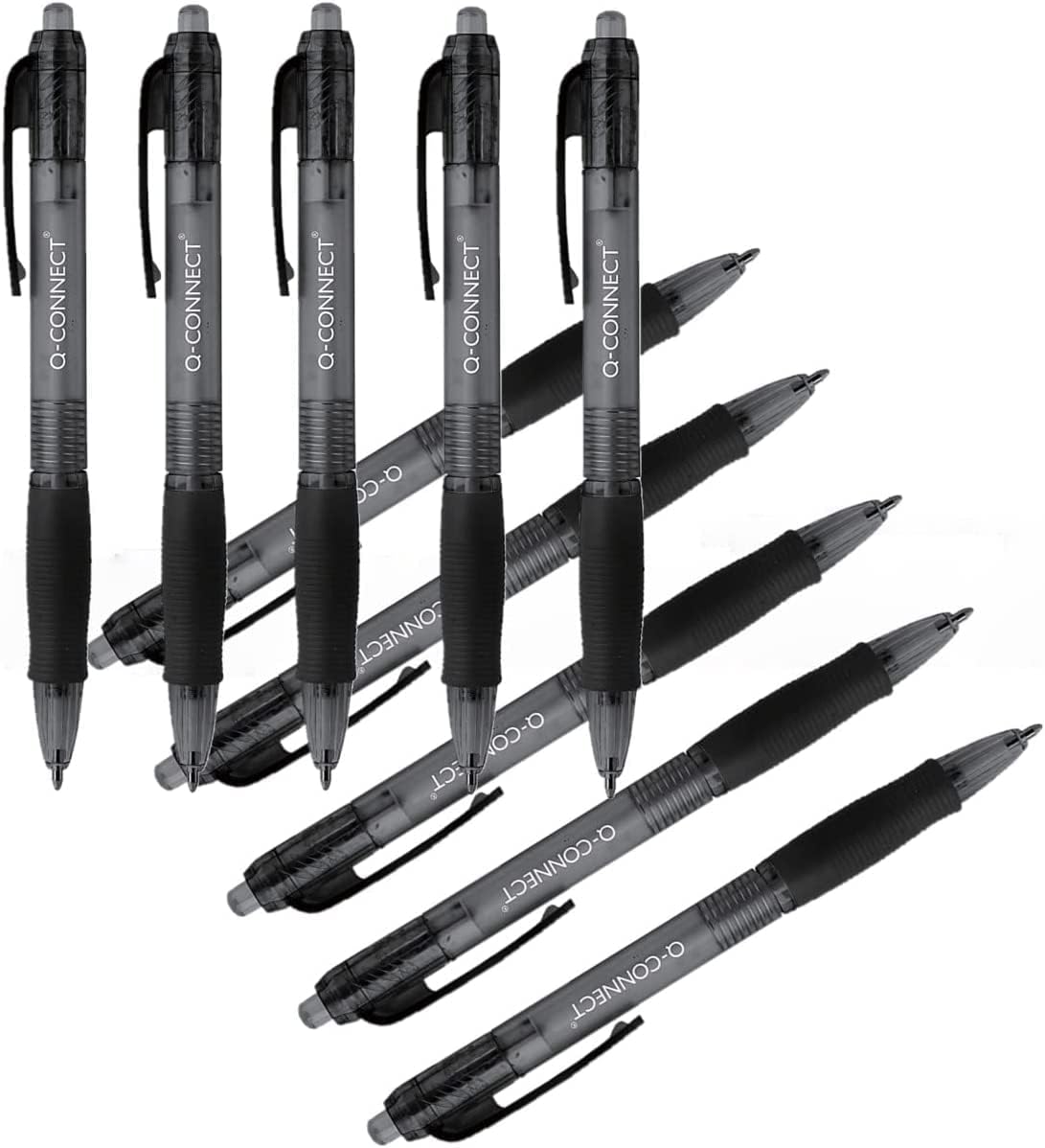 Q-Connect Retractable Ballpoint Pen Medium Black (Pack of 10)