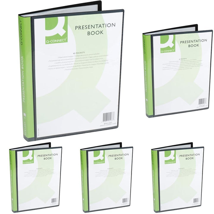 Q-Connect A4 40-Pocket Presentation Display Book - Black