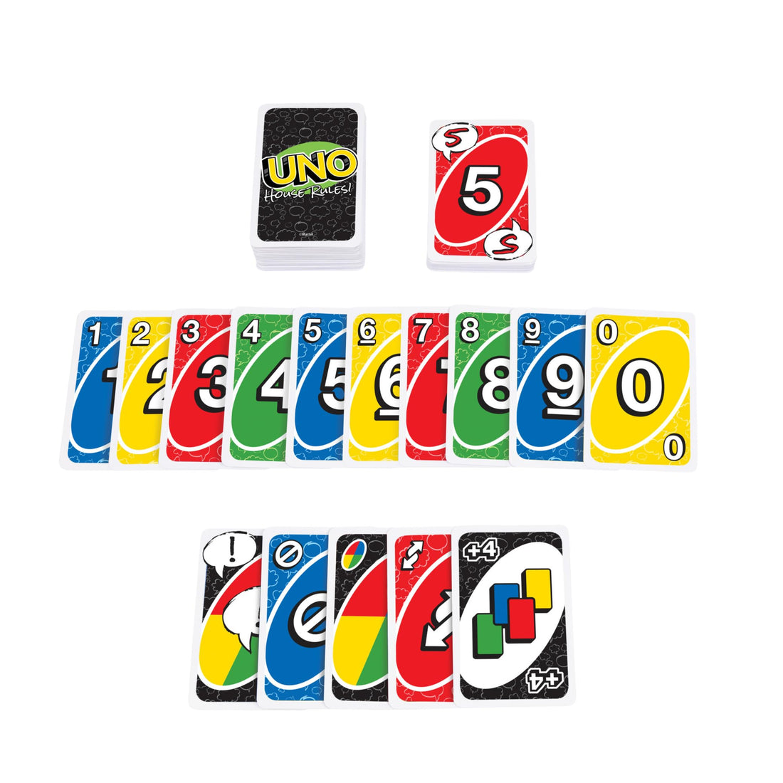 Mattel Games UNO House Rules Card Game for Family Night, Game Night, Travel, Camping & Party, HRL31