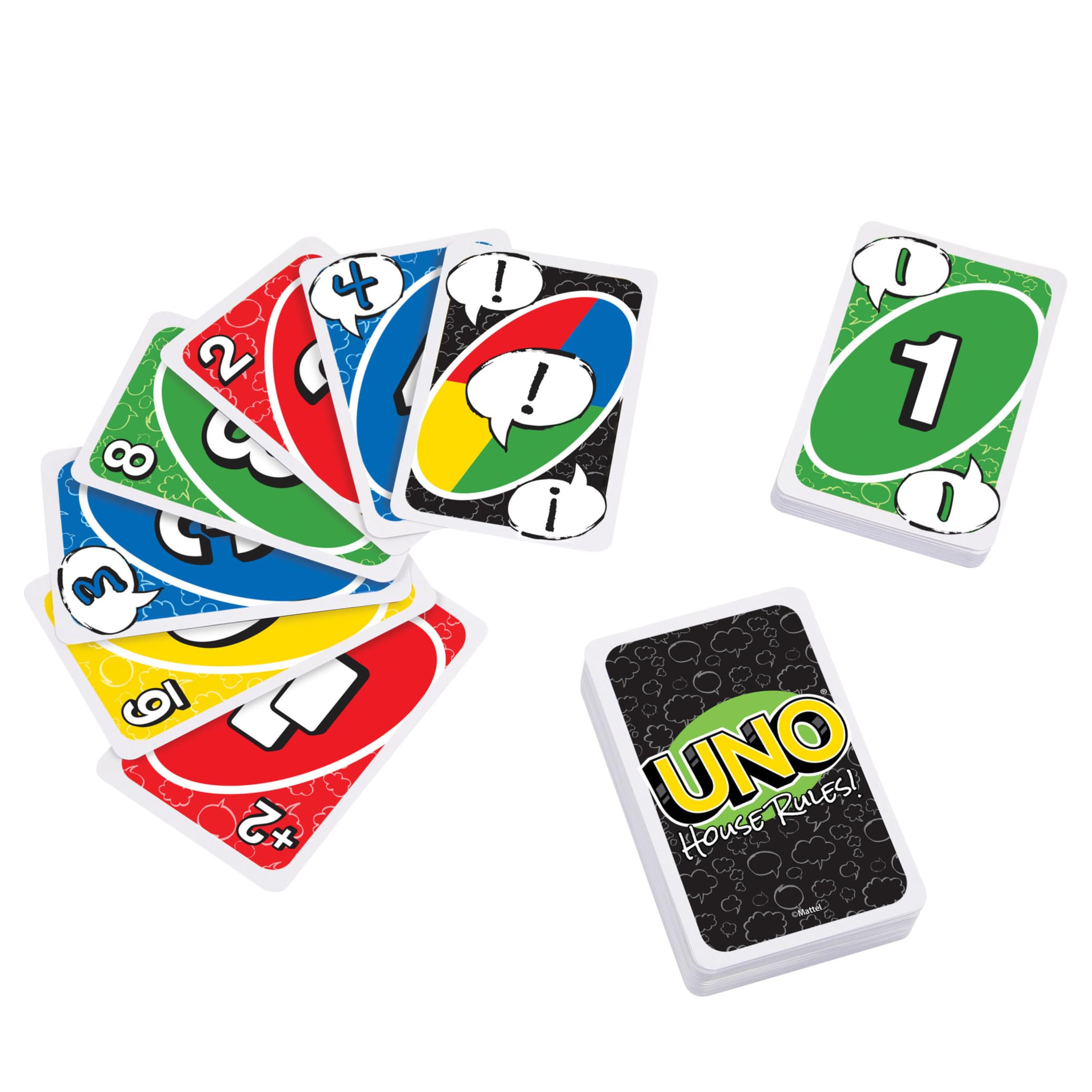 Mattel Games UNO House Rules Card Game for Family Night, Game Night, Travel, Camping & Party, HRL31