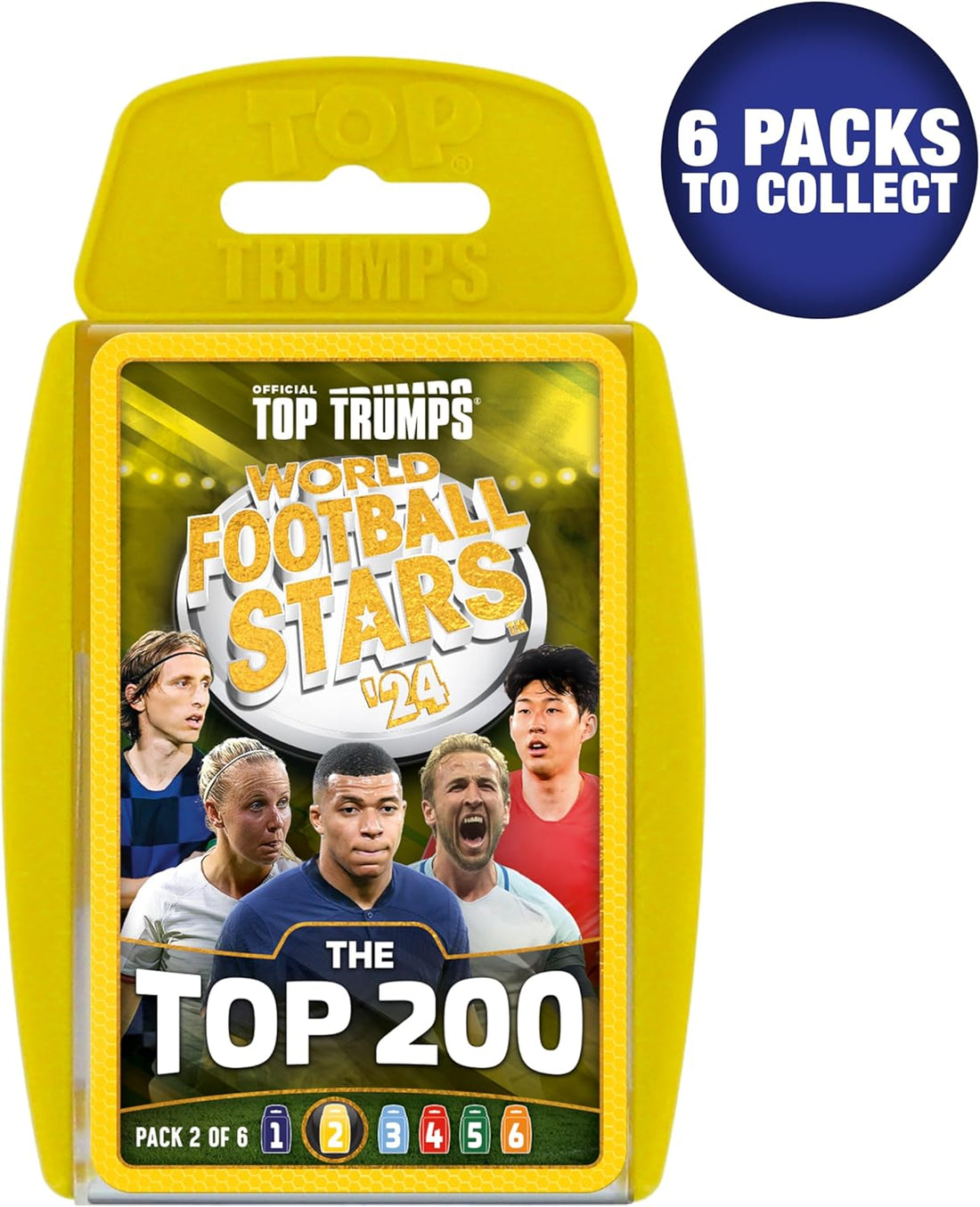 Top Trumps World Football Stars Top 200 Card Game Pack 2, Play with Kylian Mbappe, Beth Mead, Luka Modric and Pernille Harder, educational gift for ages 6 plus