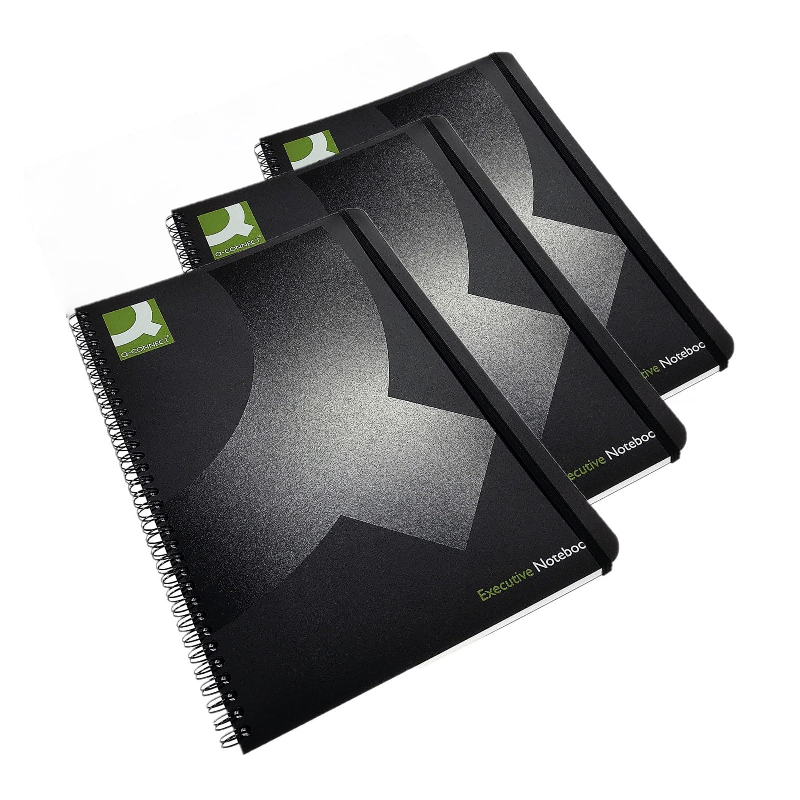 Q-Connect Hardback Wirebound Book, A4, Black, Pack of 3