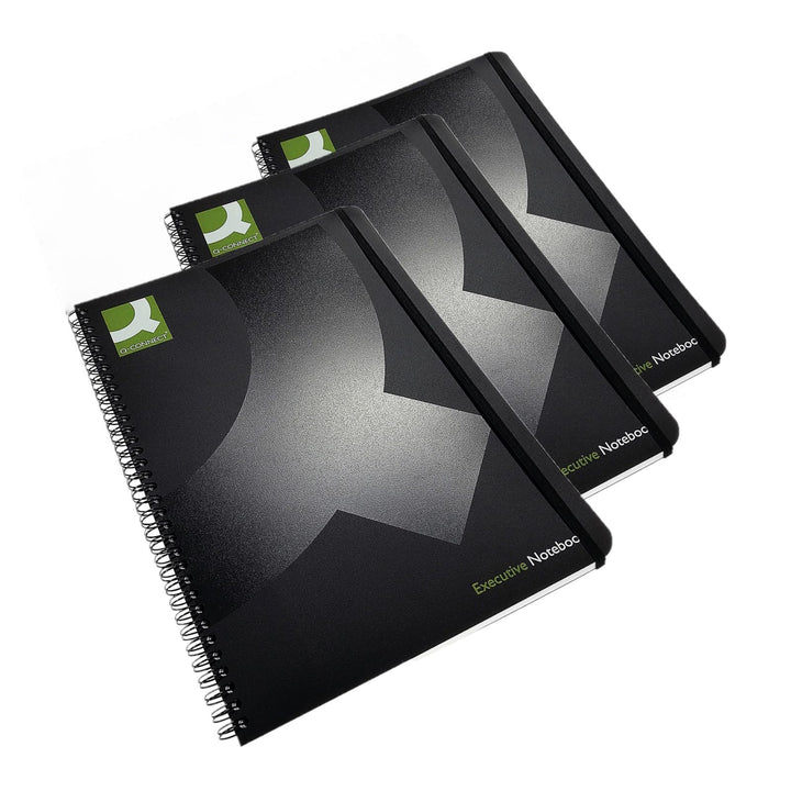 Q-Connect Hardback Wirebound Book, A4, Black, Pack of 3
