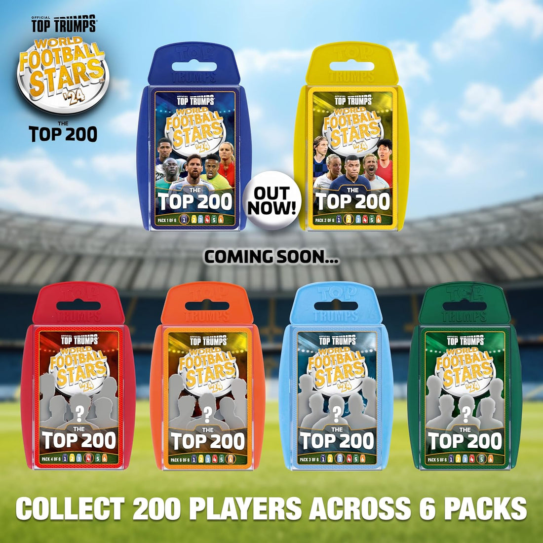 Top Trumps World Football Stars Top 200 Card Game Pack 2, Play with Kylian Mbappe, Beth Mead, Luka Modric and Pernille Harder, educational gift for ages 6 plus