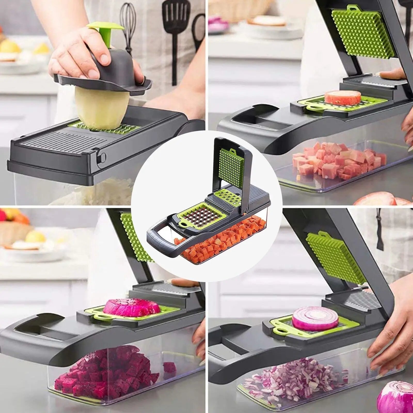 16 in 1 Vegetable Chopper, Salad Fruit Vegetable Food Chopper Slicer Peeler