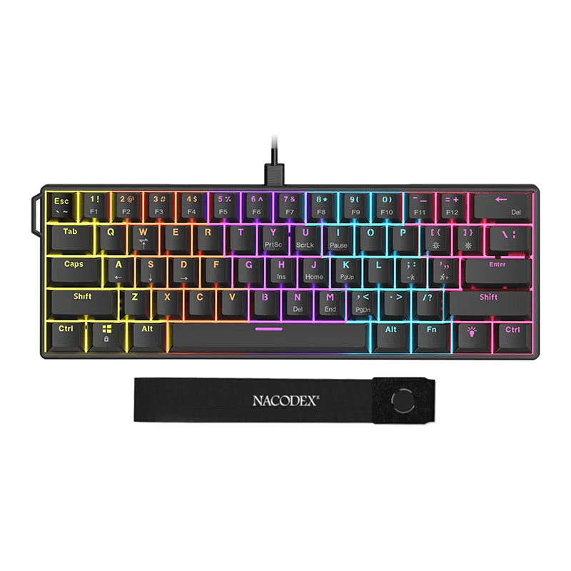 AJAZZ NK61 60% Layout Wired Mechanical Gaming Keyboard (Red Switches / 61 Keys) – Supports Plug-and-Play and DIY suitable for both gaming and office use