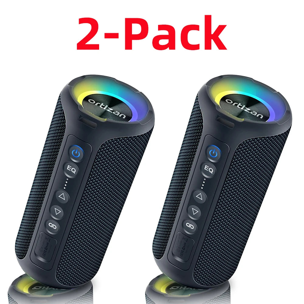 Ortizan Bluetooth Speakers 40W Enhanced Bass Portable Outdoor Wireless Speaker 30Hrs IP7 Waterproof Shower Speaker Bluetooth 5.3