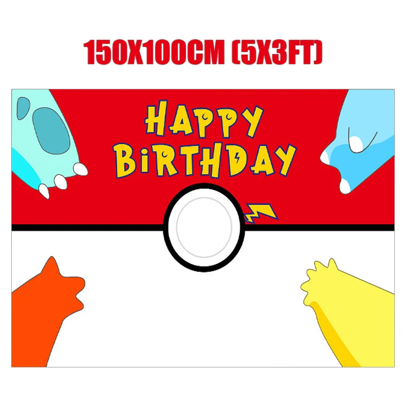 New Pokemon Birthday Party Decorations Kits Pikachu Theme Paper Plates Napkins Cups Balloons Baby Shower for Kids Event Supplies