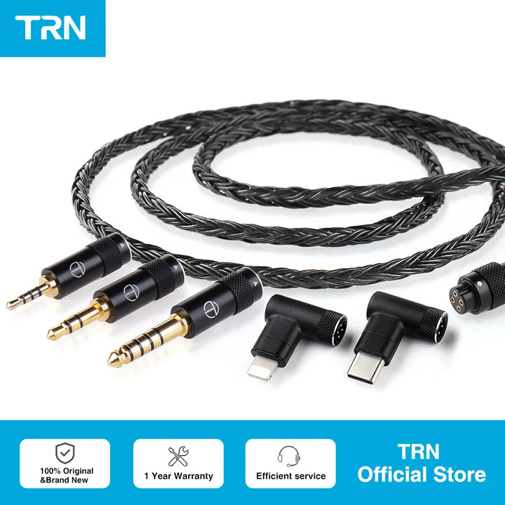 TRN T2 Pro16 Core Earphones Silver Plated HIFI Upgrade Cable 2.5 5-pin/3.5/4.4/Type C 5-pin/QDC//MMCX/0.75/0.78