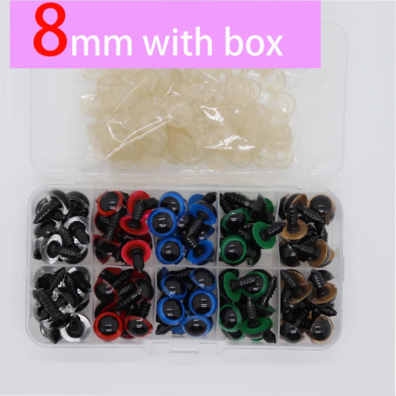 100pcs 5/6//7/8/9/10/12/14/18/20mm Plastic Safety Eyes For Toys Diy Mix Size Crochet Animal Eye For Doll toys  Accessories