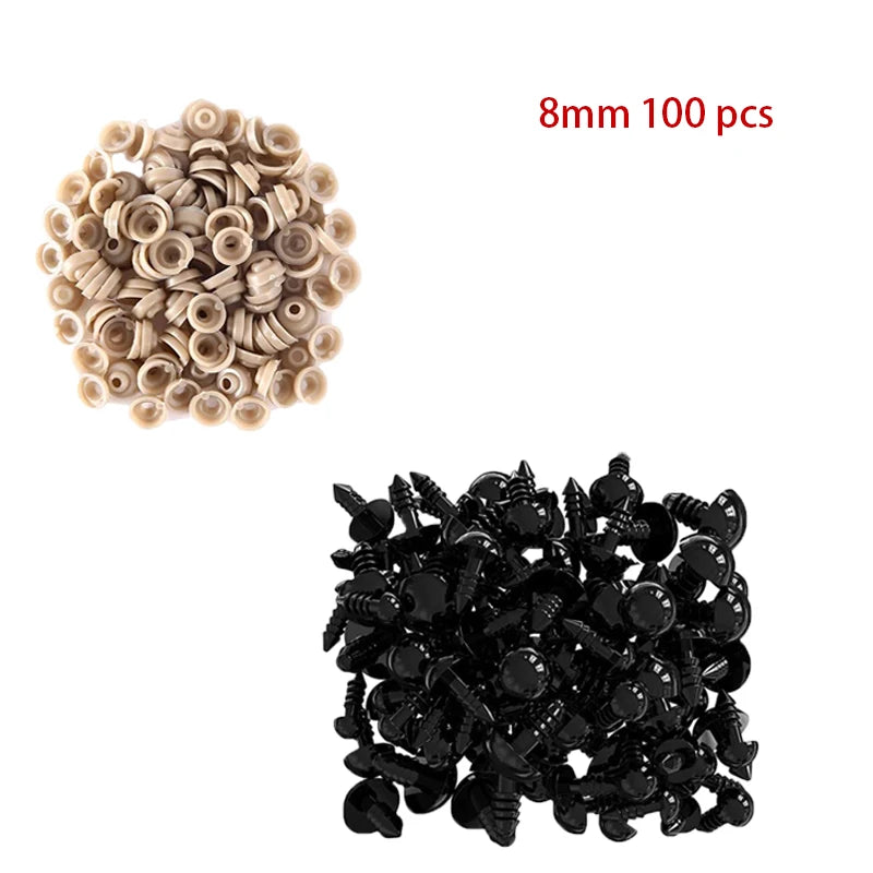 100pcs 5/6//7/8/9/10/12/14/18/20mm Plastic Safety Eyes For Toys Diy Mix Size Crochet Animal Eye For Doll toys  Accessories