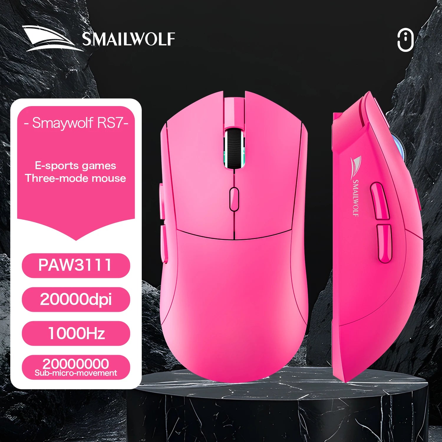 SMAILWOLF RS7 Bluetooth wireless gaming mouse PAW3311 macro driver laptop desktop computer office game 20000dpi