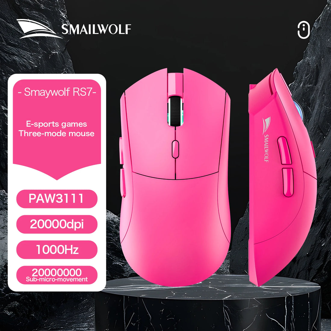 SMAILWOLF RS7 Bluetooth wireless gaming mouse PAW3311 macro driver laptop desktop computer office game 20000dpi