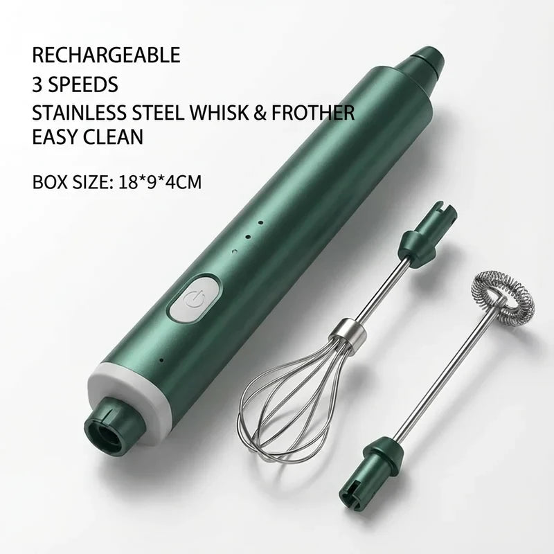 3 Speeds USB Rechargeable Handheld Milk Frother Electric Coffee Foam Maker Egg Beater Drink Mixer Frothing Wand