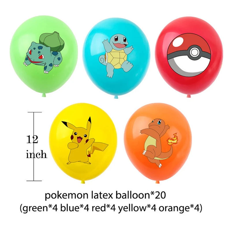 New Pokemon Birthday Party Decorations Kits Pikachu Theme Paper Plates Napkins Cups Balloons Baby Shower for Kids Event Supplies