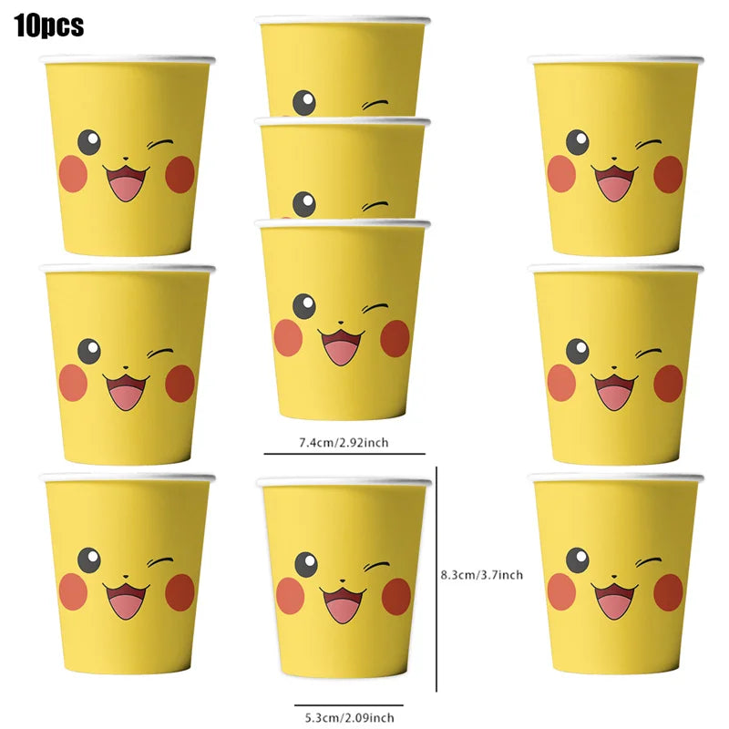 New Pokemon Birthday Party Decorations Kits Pikachu Theme Paper Plates Napkins Cups Balloons Baby Shower for Kids Event Supplies