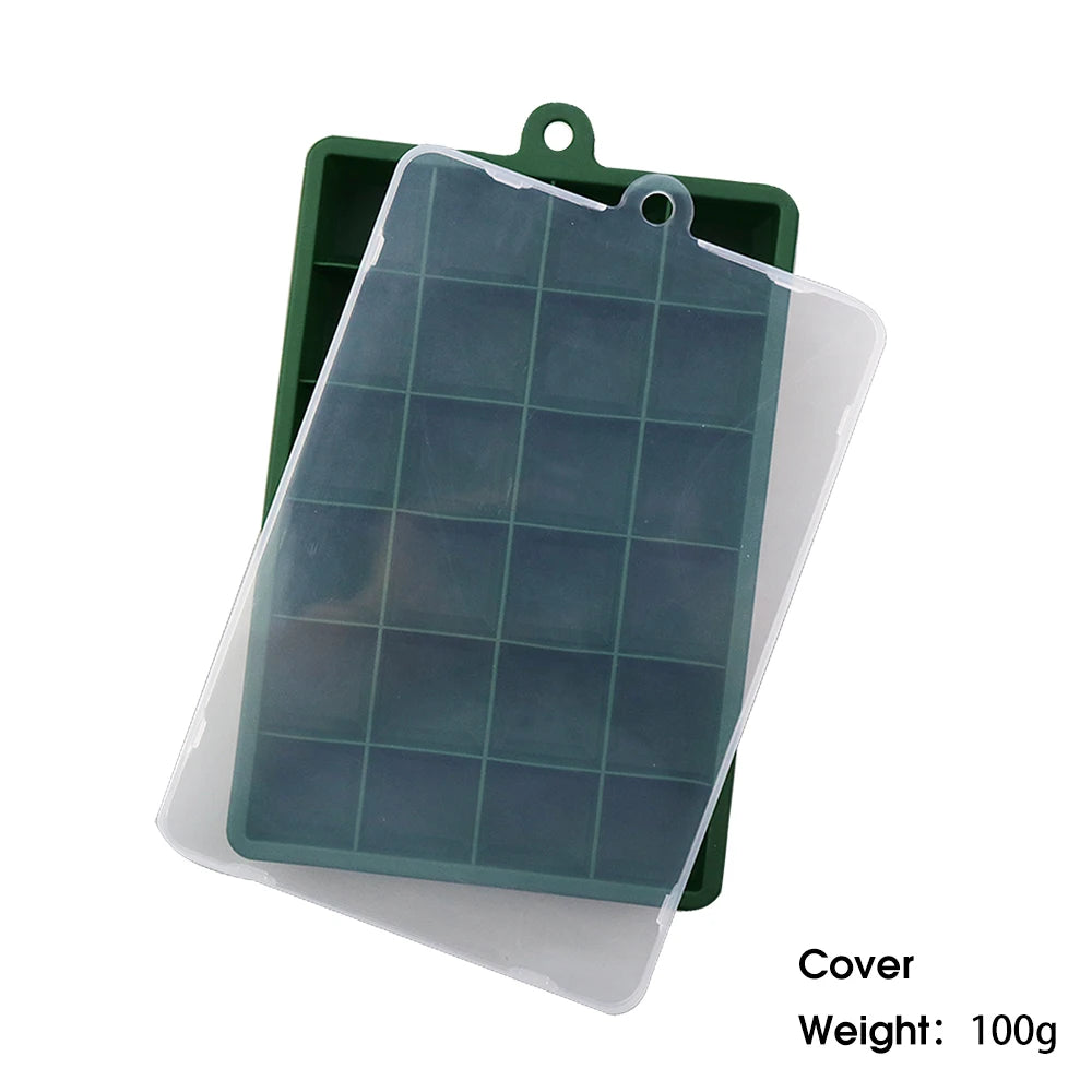With Lid / No Lid 24-Hole Silicone Ice Tray Square Box Auxiliary Food Puree Cheese Jelly Mold Bar Kitchen Tool Cocktail Cube