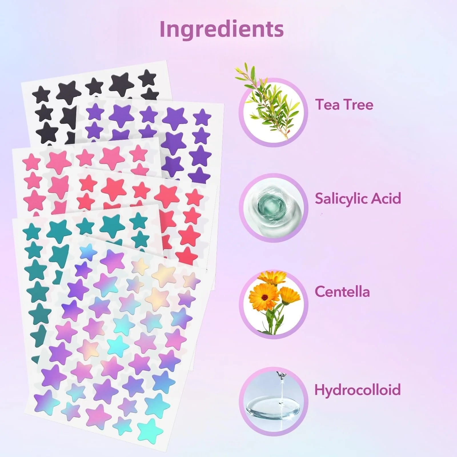1680 Pimple Patch - Gentle and Non-Irritating, Covers Acne and Blemishes - 280 Star Shape Multi-Color Concealer Patches Daily Fa