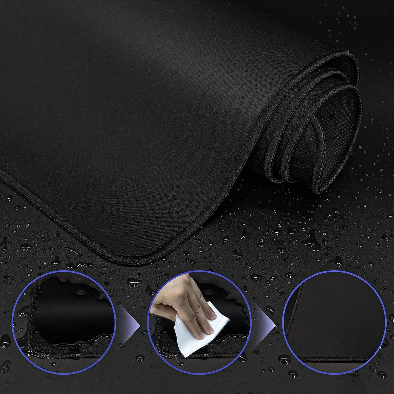 Extended Black Mouse Pads Large Mouse Pad Anti-slip Desk Pad Rubber Mouse Mat Computer Desk Mat Stitched Edge Gaming MousePad