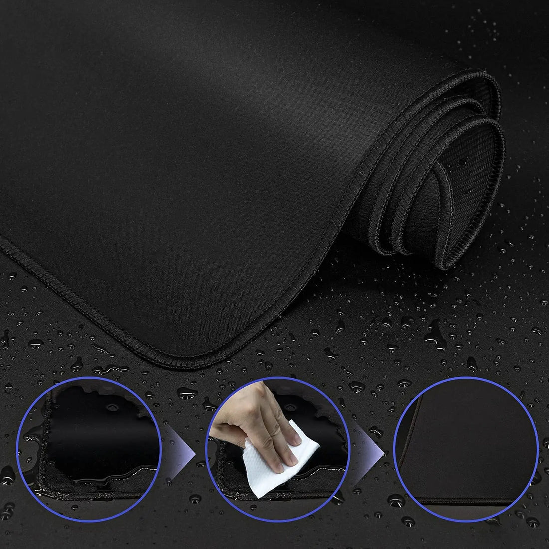 Extended Black Mouse Pads Large Mouse Pad Anti-slip Desk Pad Rubber Mouse Mat Computer Desk Mat Stitched Edge Gaming MousePad