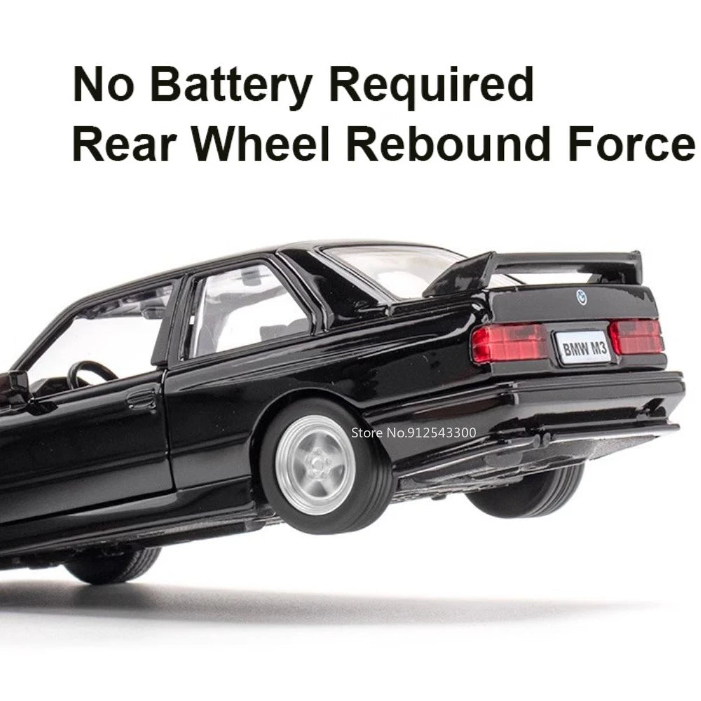 1/36 BMW M3 1987 Alloy Toys Car Model Metal Diecasts Toy Vehicles Authentic Exquisite Interior Pull Back 2 Door Opened Kids Gift