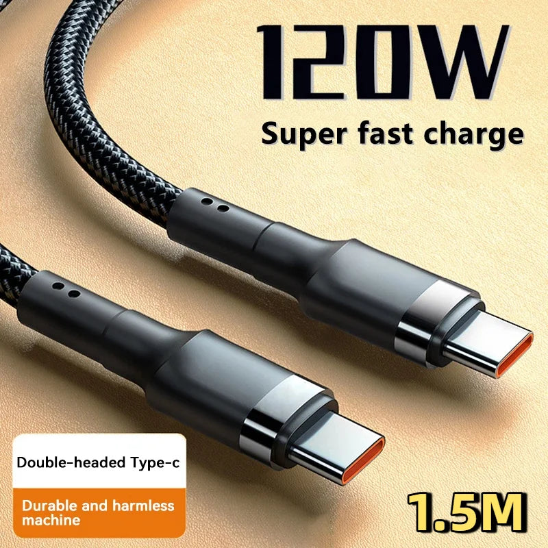 120W Fast Charger PD Quick Charging High Quality USB C TO USB Type C Cable For iPhone Xiaomi 15 Plus Pro Max Samsung S24