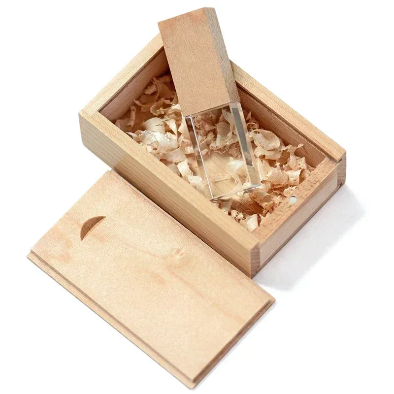 JASTER Crystal Wooden usb flash drive pen drive U disk memory stick pendrive 4GB 8GB 16GB 32GB 64GB wedding gift thumb drive