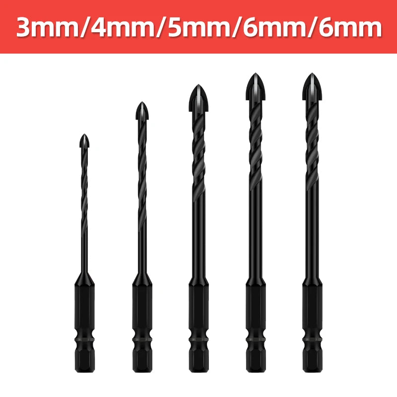 TOOLEYE Cross Hex Drill Bit Set For Concrete Porcelain Tile Glass Metal Multifunction Drill Bits Kit Power Tools Drilling Drills