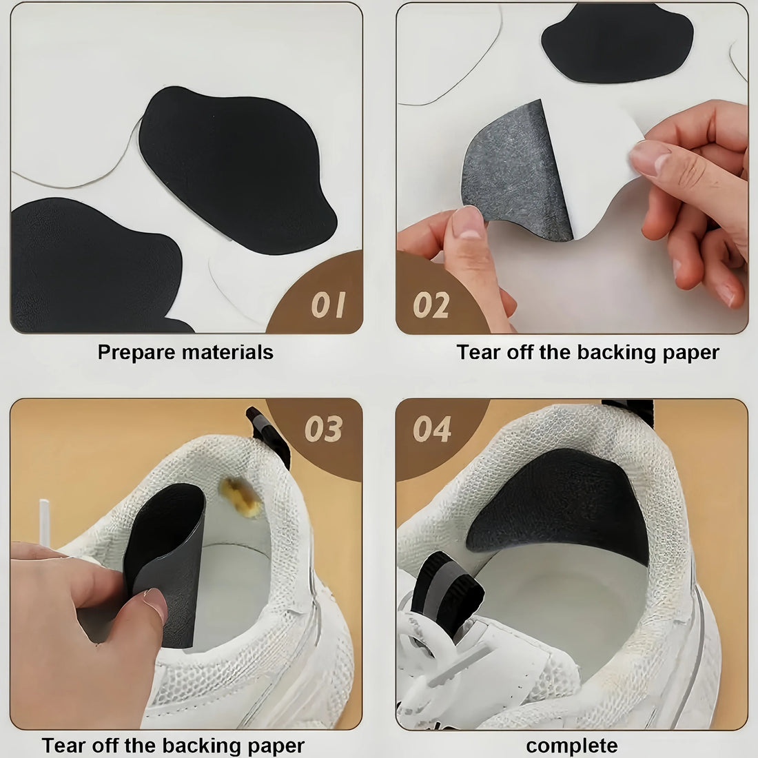 6 Pcs Sneaker Heel Repair Patches Wear-Resistant Shoe Heel Protector Stickers Fix Worn Holes for Sneakers, Leather Shoes