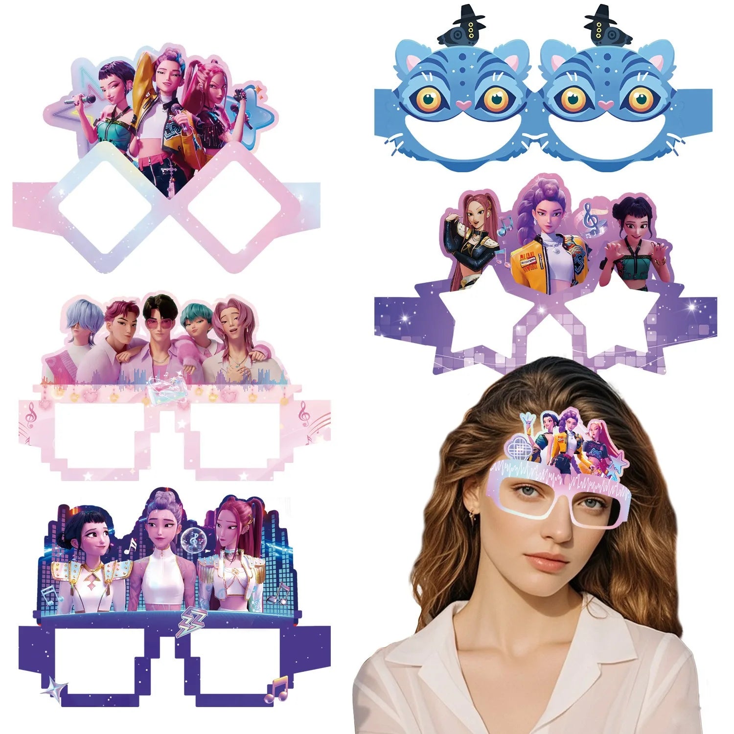 K Pop Birthday Party Decoration Tableware Set - Napkin Tablecloth Banner Paper Plates Slap Bracelets Stamps Baby Shower Supplies