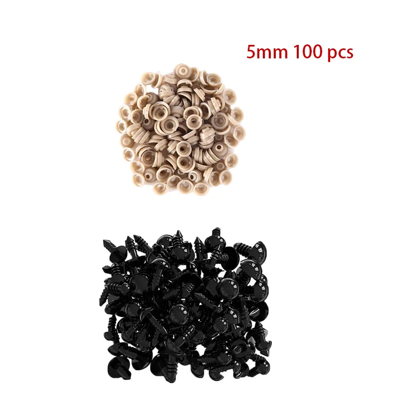 100pcs 5/6//7/8/9/10/12/14/18/20mm Plastic Safety Eyes For Toys Diy Mix Size Crochet Animal Eye For Doll toys  Accessories