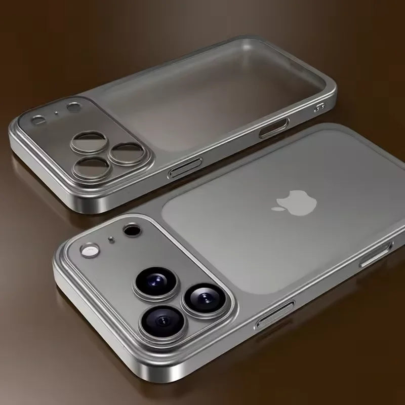 Luxury Plating Color PC Transparent Phone Case For IPhone 17Pro Max 17Air Lens Protection Matte Transparent BackPlate Hard Cover