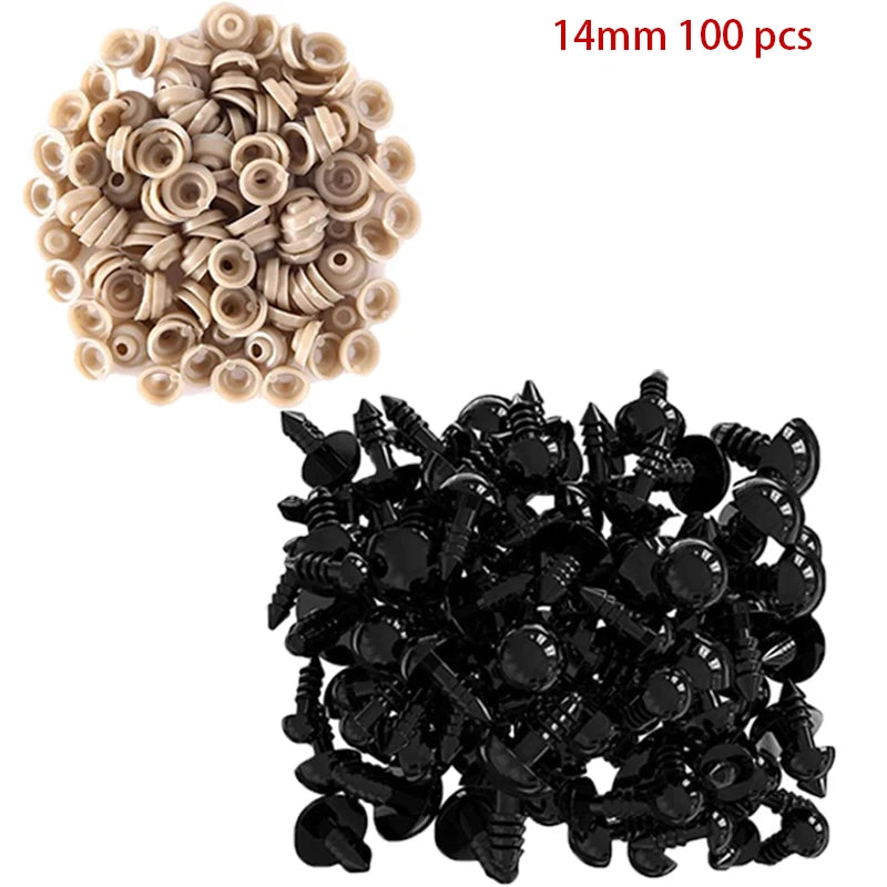 100pcs 5/6//7/8/9/10/12/14/18/20mm Plastic Safety Eyes For Toys Diy Mix Size Crochet Animal Eye For Doll toys  Accessories