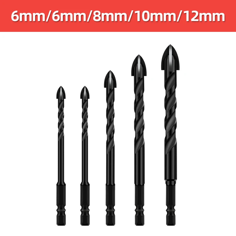 TOOLEYE Cross Hex Drill Bit Set For Concrete Porcelain Tile Glass Metal Multifunction Drill Bits Kit Power Tools Drilling Drills