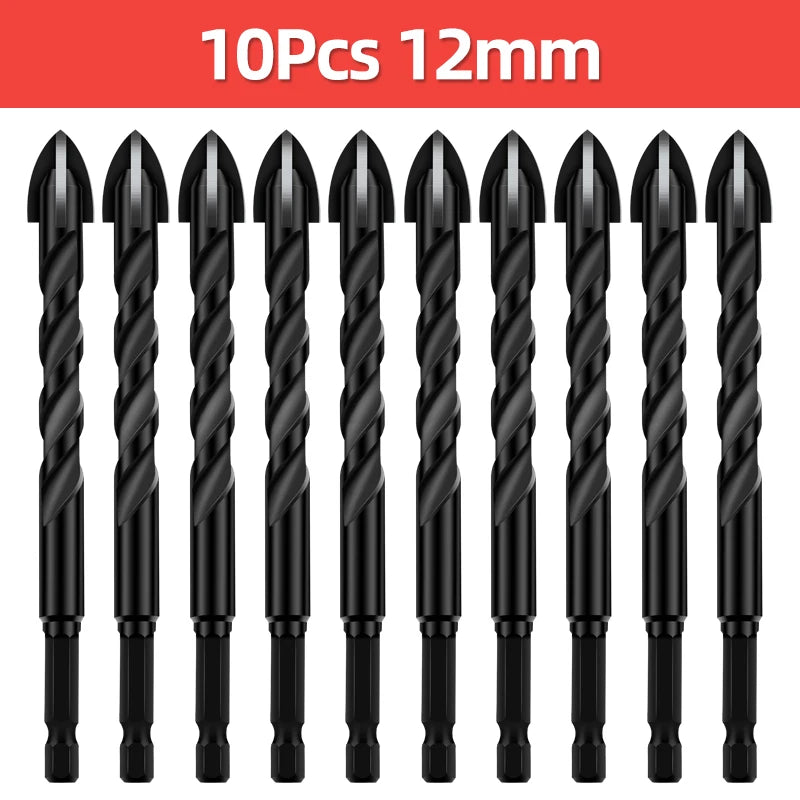 TOOLEYE Cross Hex Drill Bit Set For Concrete Porcelain Tile Glass Metal Multifunction Drill Bits Kit Power Tools Drilling Drills