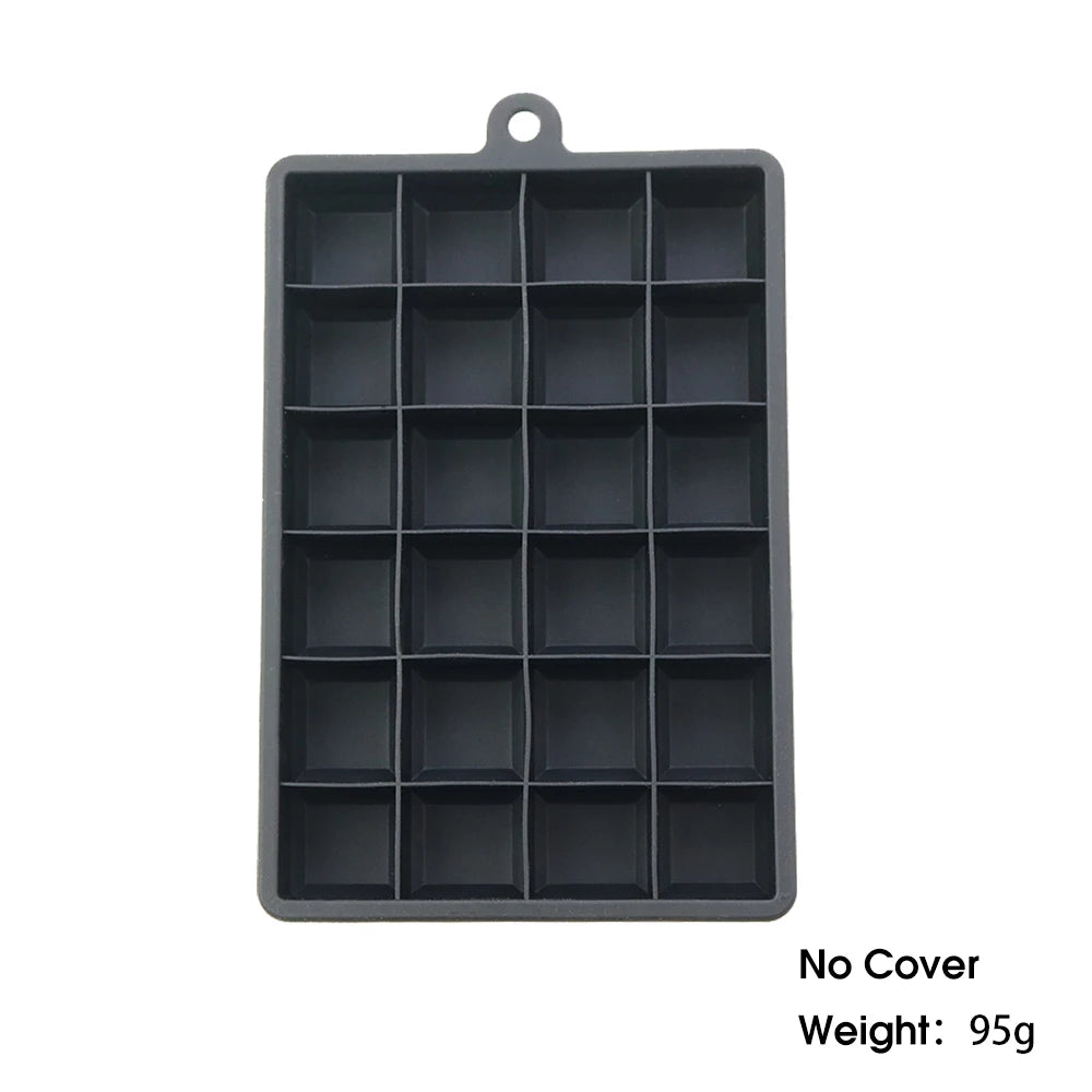 With Lid / No Lid 24-Hole Silicone Ice Tray Square Box Auxiliary Food Puree Cheese Jelly Mold Bar Kitchen Tool Cocktail Cube