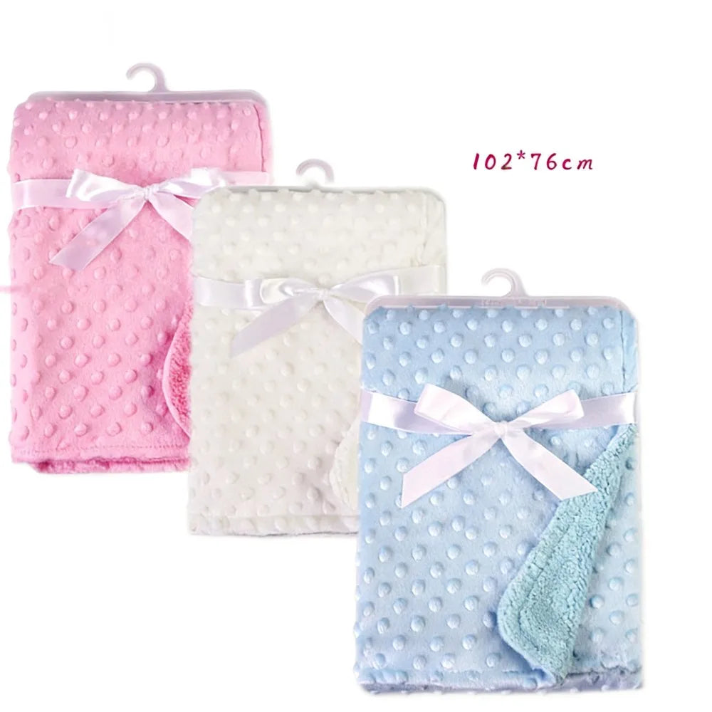 Baby Blanket & Swaddling Newborn Thermal Soft Fleece Blanket Winter Solid Bedding Set Cotton Quilt Infant Bedding Swaddle Wrap