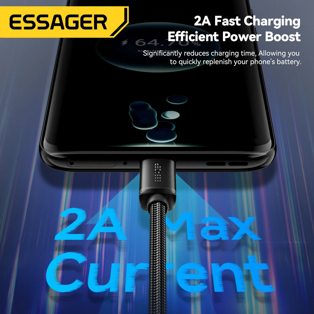 Essager Micro USB Cable Fast Charging Data Cable For Xiaomi Realme Huawei OPPO Samsung Mobile Phone Charger Cord  USB Micro Wire