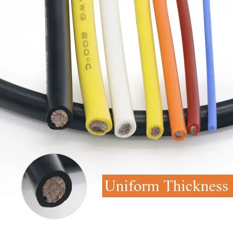 1M/5M Heat-resistant Cable 30 28 26 24 22 20 18 16 15 14 13 12 10 AWG Ultra Soft Silicone Wire High Temperature Flexible Copper
