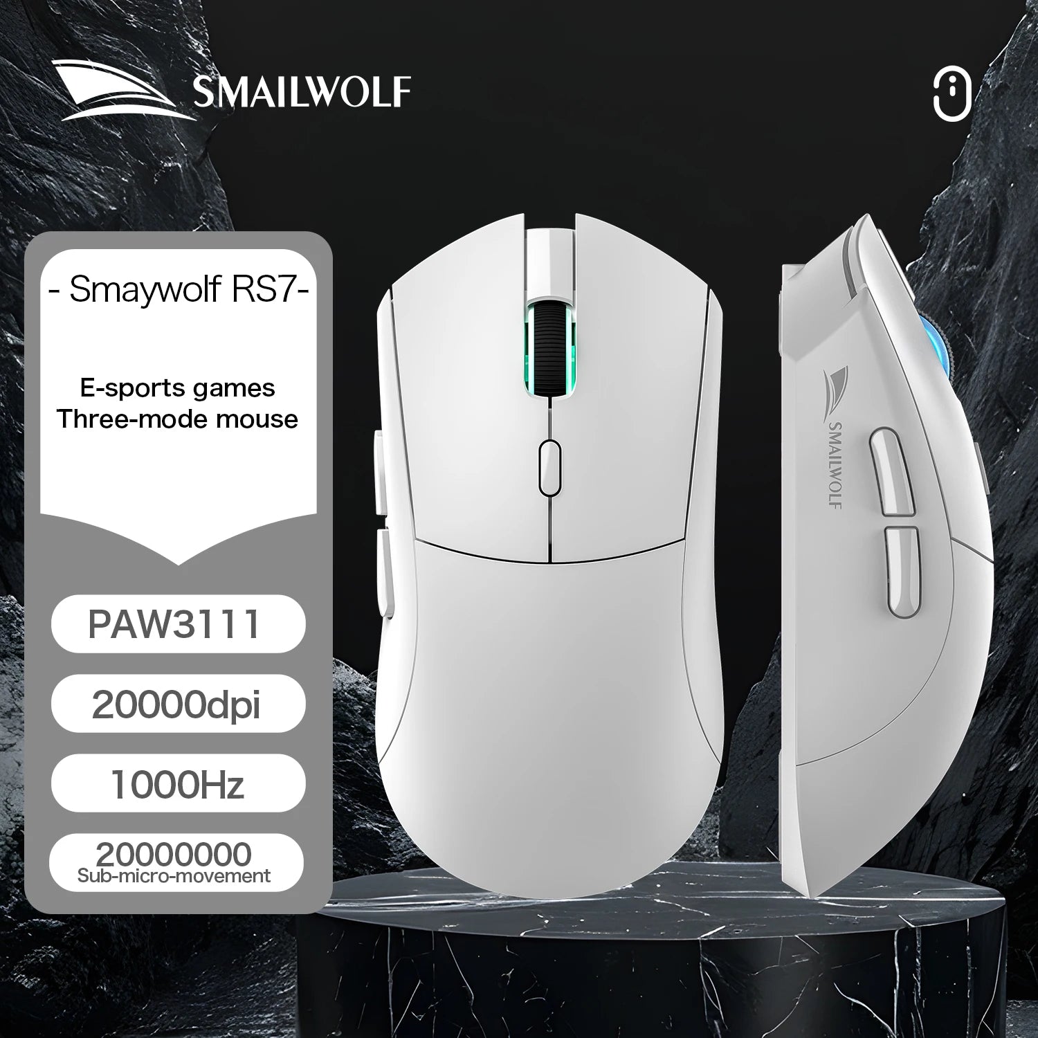 SMAILWOLF RS7 Bluetooth wireless gaming mouse PAW3311 macro driver laptop desktop computer office game 20000dpi