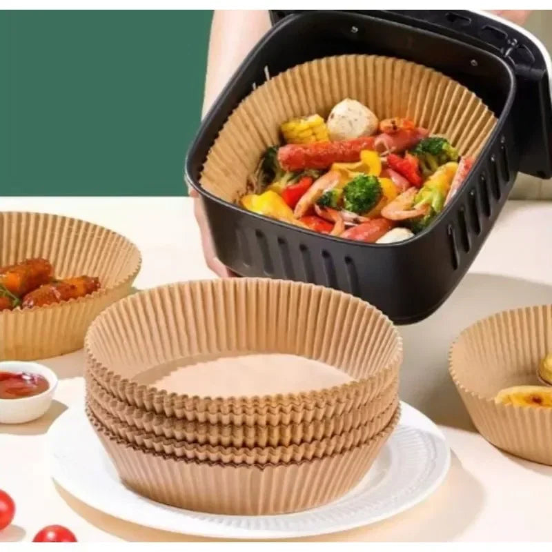 Cooking Paper Air Fryer Disposable Paper Square Round Baking Barbecue Plate NonStick Mat Kitchen Oven Oil Absorbing Paper Tool