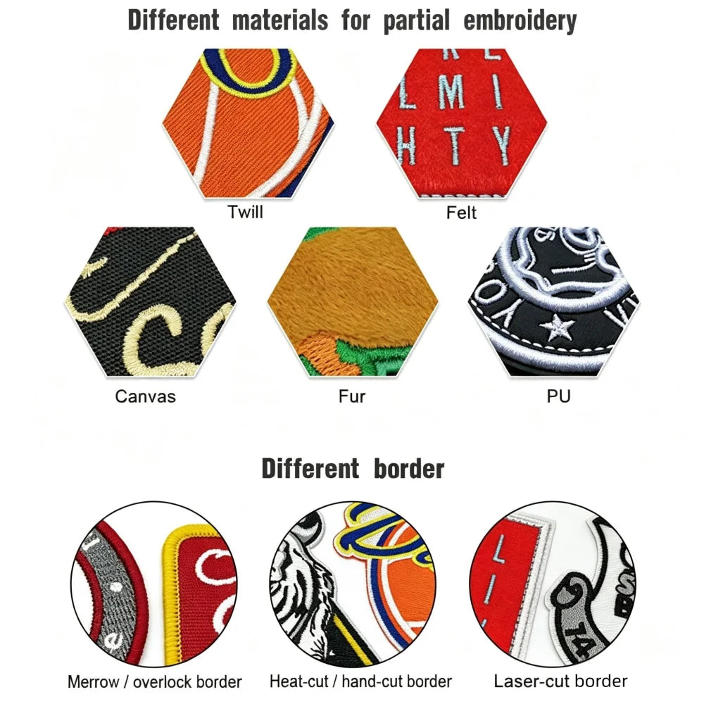 Custom Embroidery Patches for Clothing Min Order 10 Pcs Logo Customized Iron on Sew on Embroidered Patch for School Brand Caps