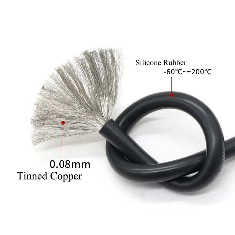 1M/5M Heat-resistant Cable 30 28 26 24 22 20 18 16 15 14 13 12 10 AWG Ultra Soft Silicone Wire High Temperature Flexible Copper