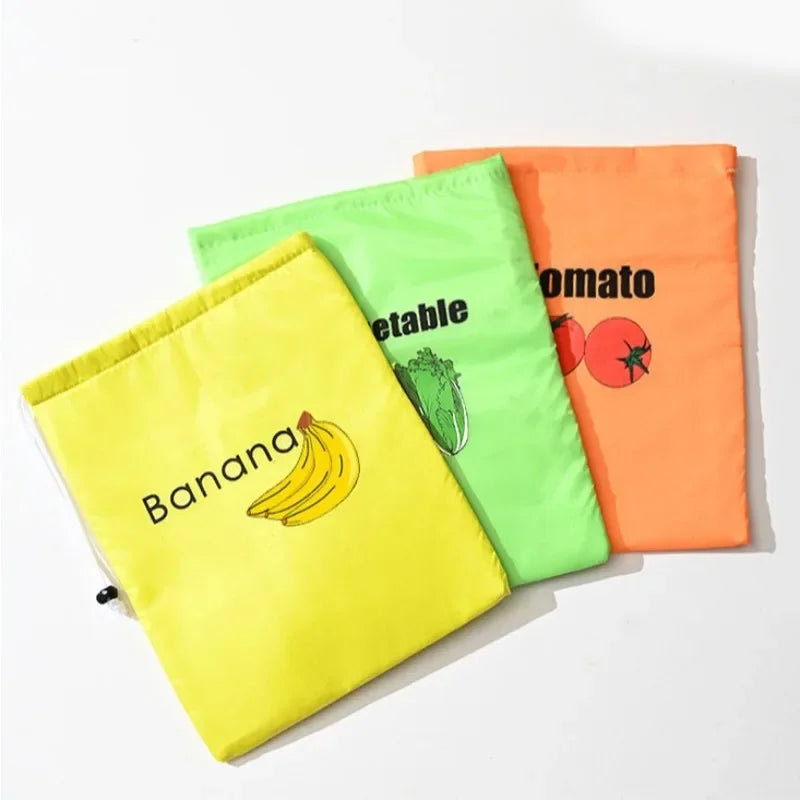 ‌"Insulated Fresh-Keeper Bag - Reusable Storage Organizer for Bananas, Lettuce & Vegetables (Drawstring Closure)"