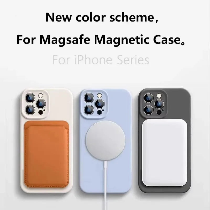 Magnetic Luxury Wireless Charge For Magsafe Phone Cases for iPhone 16 Plus 15 14 13 17 18 Pro Max Original Liquid Silicone Cover