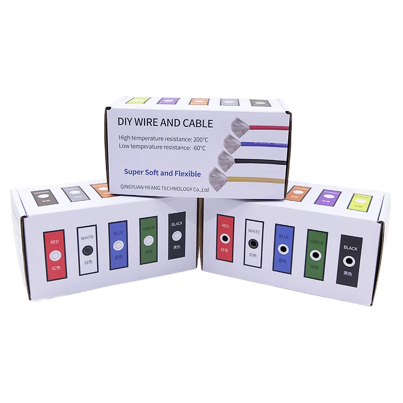 Super Soft Copper Wire Box (5 Colors Mix Kit) Heat Resistant Flexible Silicone 30/28/26/24/22/20AWG Electric Tinned Copper Cable