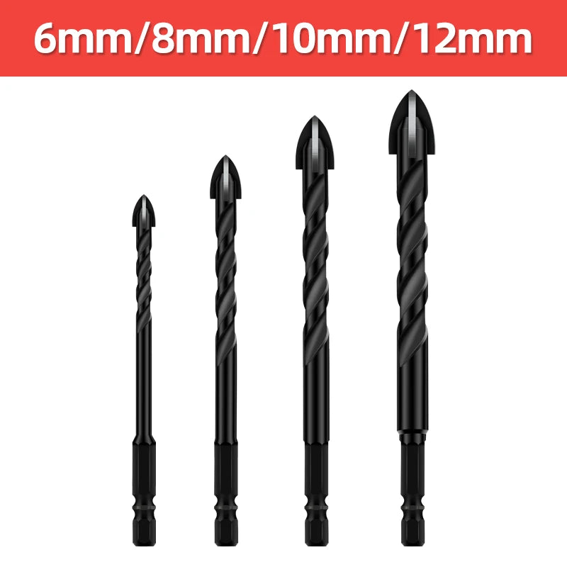 TOOLEYE Cross Hex Drill Bit Set For Concrete Porcelain Tile Glass Metal Multifunction Drill Bits Kit Power Tools Drilling Drills