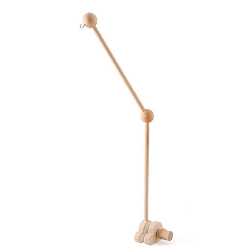 Wooden Crib Mobile Baby Bed Bell Rattle Toy Soft Felt Cartoon Bear Mobile bracket Newborn Music Box Bed Bell Hanging Bracket Toy
